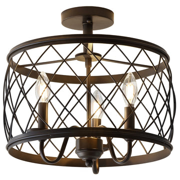 Eleanor 15" Metal LED Semi Flush Mount Ceiling Light - JONATHAN Y